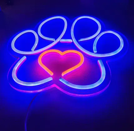 Łapa Psa z Serduszkiem neon