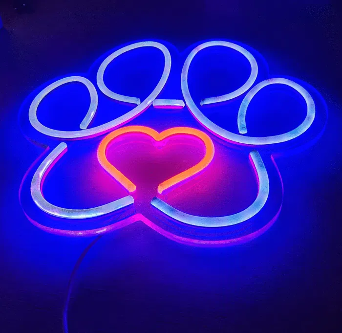 Łapa Psa z Serduszkiem neon