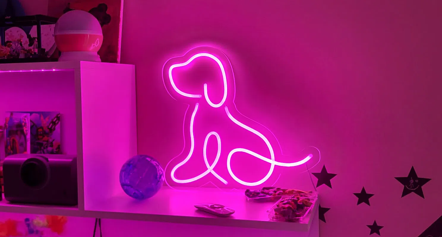 neon pies różowy