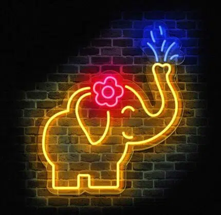 Neon LED w kształcie słonika na plexi