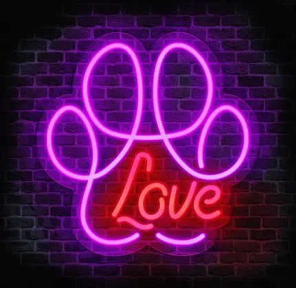 łapa psa z napisem Love