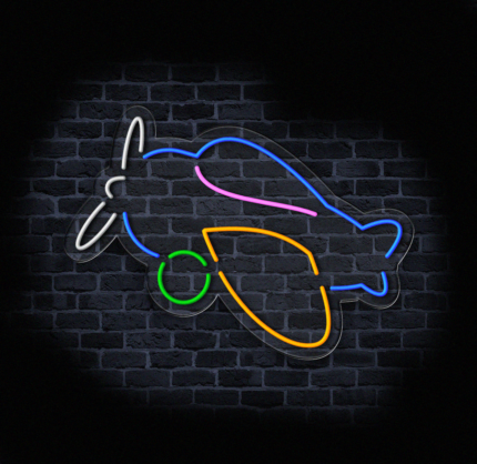 świecący neon samolot na ścianę