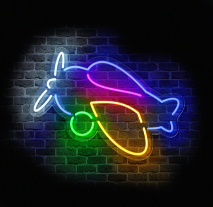 neon samolot LED do pokoju dziecka