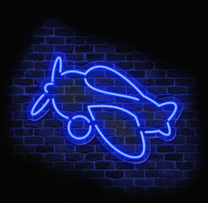 Neon LED w kształcie samolotu