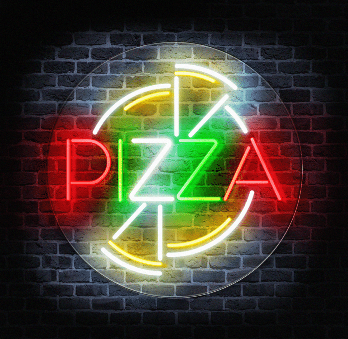 Neon LED Pizza na plexi, dekoracja do pizzerii