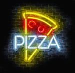 Neon LED w kształcie kawałka pizzy