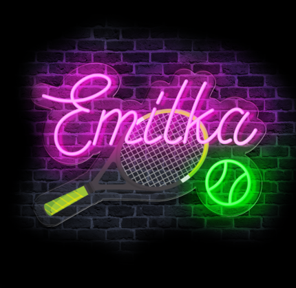 neon z rakietą tenisową LED z imieniem