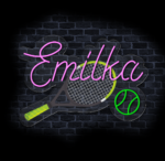 neon tenisowy LED świecący na ścianie