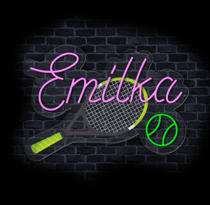 neon tenisowy LED świecący na ścianie