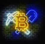 Neon LED Bitcoin dla górników – stylowa dekoracja inspirowana kryptowalutami.