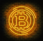 Neon LED Bitcoin na ścianę – elegancka dekoracja kryptowalutowa.