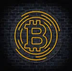 Podświetlany symbol Bitcoin LED – ozdoba dla miłośników cyfrowych walut.