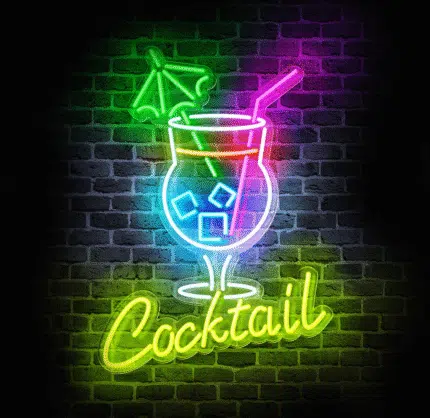 Neon LED koktajl na ścianę – dekoracja do baru