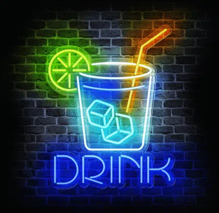 Neon LED drink na ścianę – dekoracja do baru