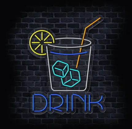 Stylowy neon LED z kieliszkiem i cytryną