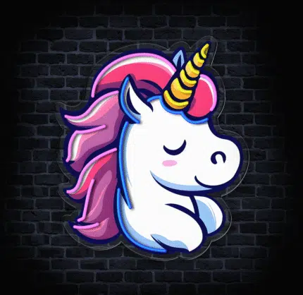 Kolorowy neon jednorożec do pokoju dziecięcego.