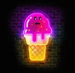 Neon LED lody na ścianie w nowoczesnym wnętrzu.