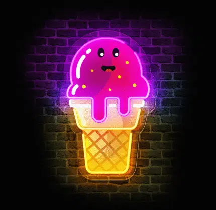 Neon LED lody na ścianie w nowoczesnym wnętrzu.