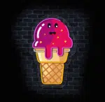 Kolorowy neonowy szyld lody, idealny do kawiarni i restauracji.