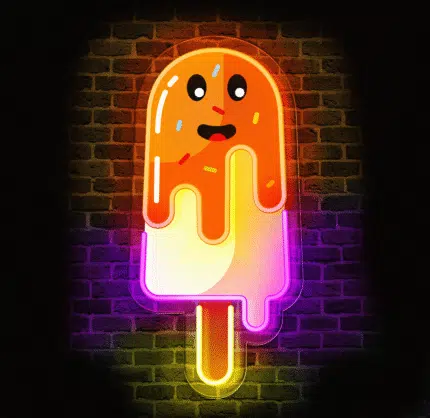 Kolorowy neon LED w kształcie lodów