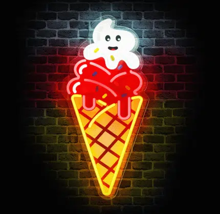 Neon LED lody na ścianie