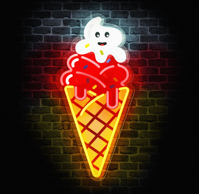 Neon reklamowy lody włoskie – kolorowa dekoracja LED