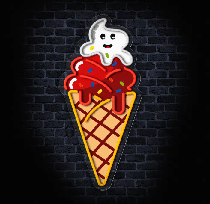 Dekoracja neonowa w kształcie lodów