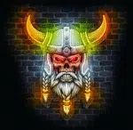 Dekoracja LED Czaszka Wikinga na ceglanej ścianie