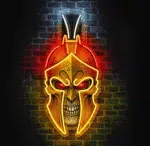 Neon do pokoju Spartan Maska na ceglanej ścianie