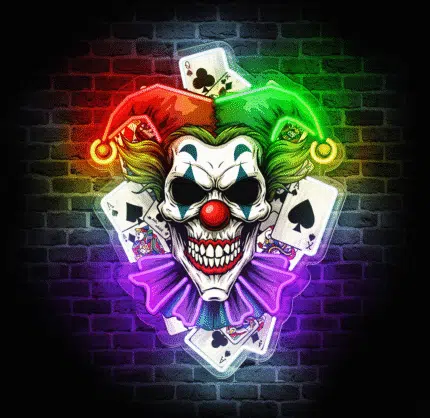 Neon dekoracyjny Joker z kartami i podświetleniem LED