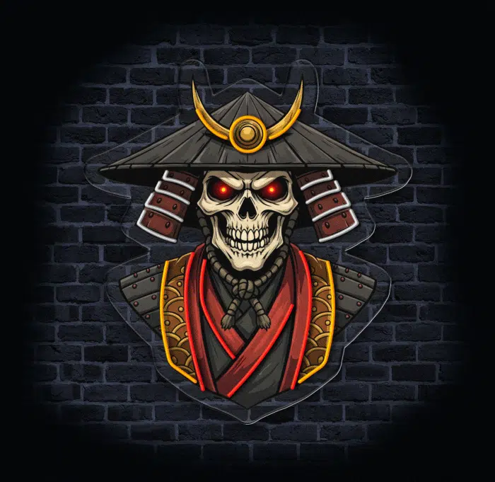 Świecący neon samuraj LED – idealna ozdoba do gaming roomu