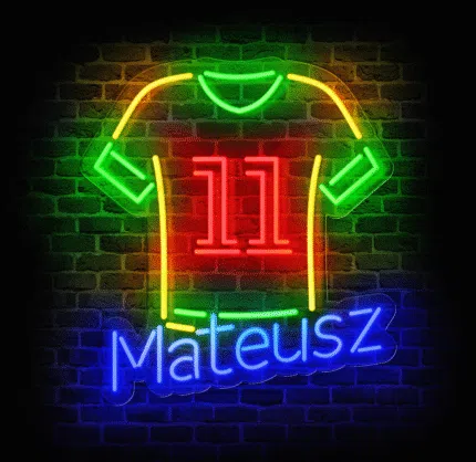 Neon personalizowana koszulka LED – podświetlana dekoracja sportowa