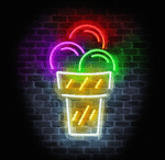 Neon LED lody w kubeczku – barwna dekoracja ścienna