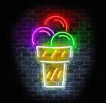 Neon LED lody w kubeczku – barwna dekoracja ścienna