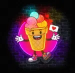 Neon reklamowy lody z uśmiechniętą emotką