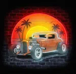 🚗 Neon do pokoju młodzieżowego z samochodem retro – Klasyka, która świeci z mocą! 🌴
