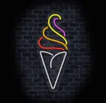 Podświetlany neon „Lody” w nowoczesnym stylu