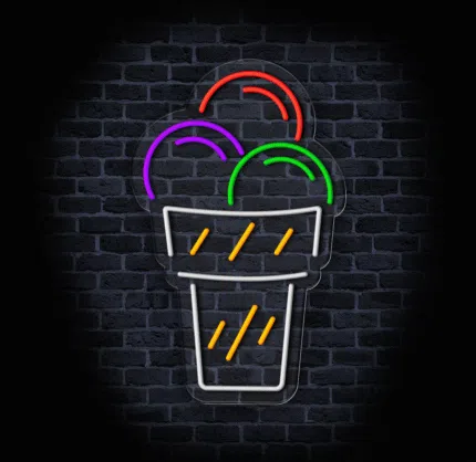 Podświetlany neon lodowy do kawiarni lub cukierni