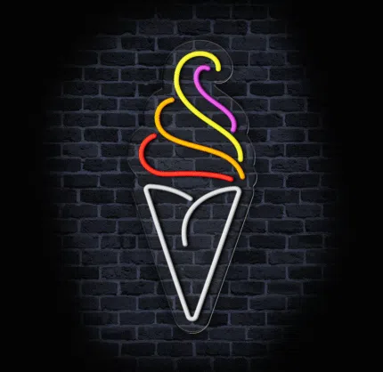 Podświetlany neon „Lody” w nowoczesnym stylu