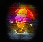 Neon LED lody z parasolką – dekoracja do lodziarni