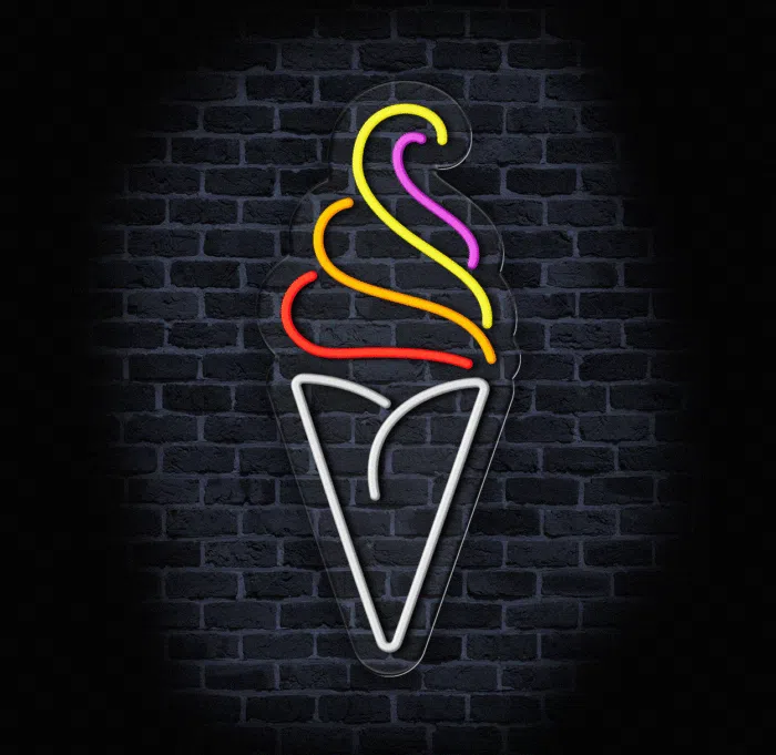 Podświetlany neon „Lody” w nowoczesnym stylu
