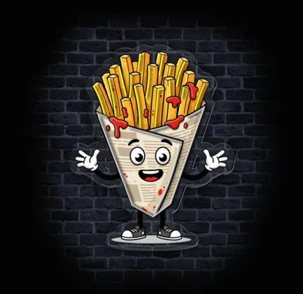 Podświetlany neon gastronomiczny frytki LED