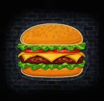 Podświetlany neon gastronomiczny z motywem burgera