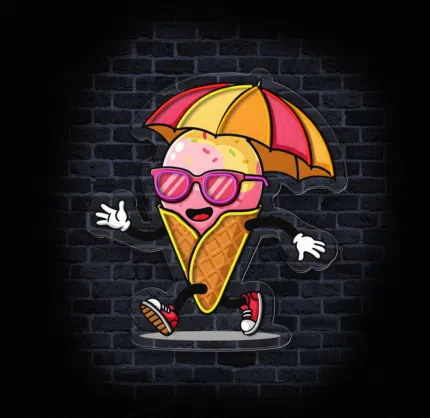Podświetlany neon rożek lodowy LED w stylu retro