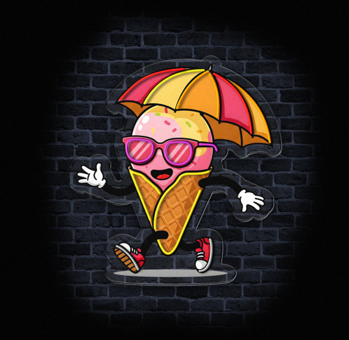 Podświetlany neon rożek lodowy LED w stylu retro