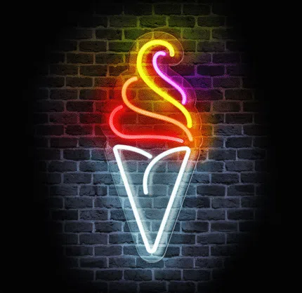 Neon reklamowy lody kręcone LED – dekoracja do kawiarni