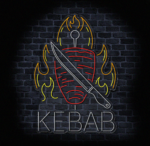 Reklama świetlna kebab ogień