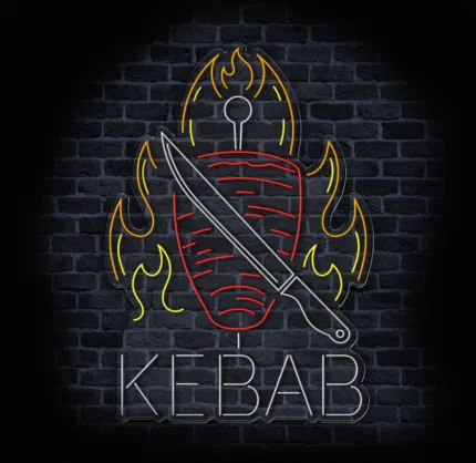 Reklama świetlna kebab ogień