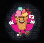 Podświetlany znak do lodziarni z sercem i buzią