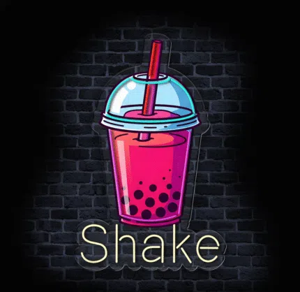 Podświetlany neon z kolorowym napojem mlecznym